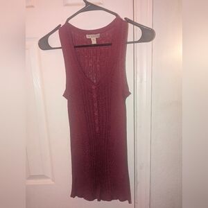 Burberry Brit Women's Scarlet Ribbed Henley Tank Top